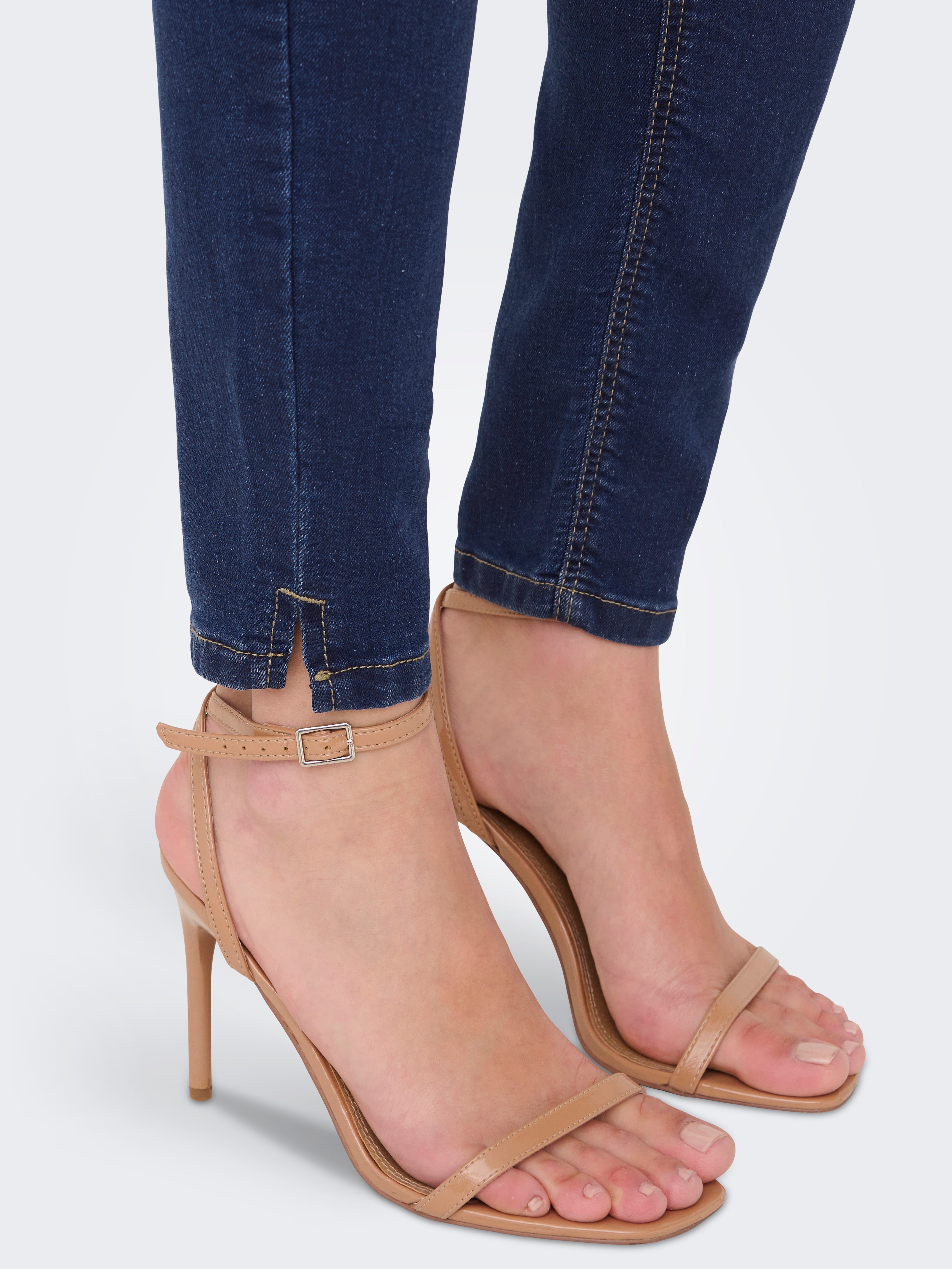 JDYMOLLY Hohe Taille Skinny Fit Jeans Dark Blue Denim
