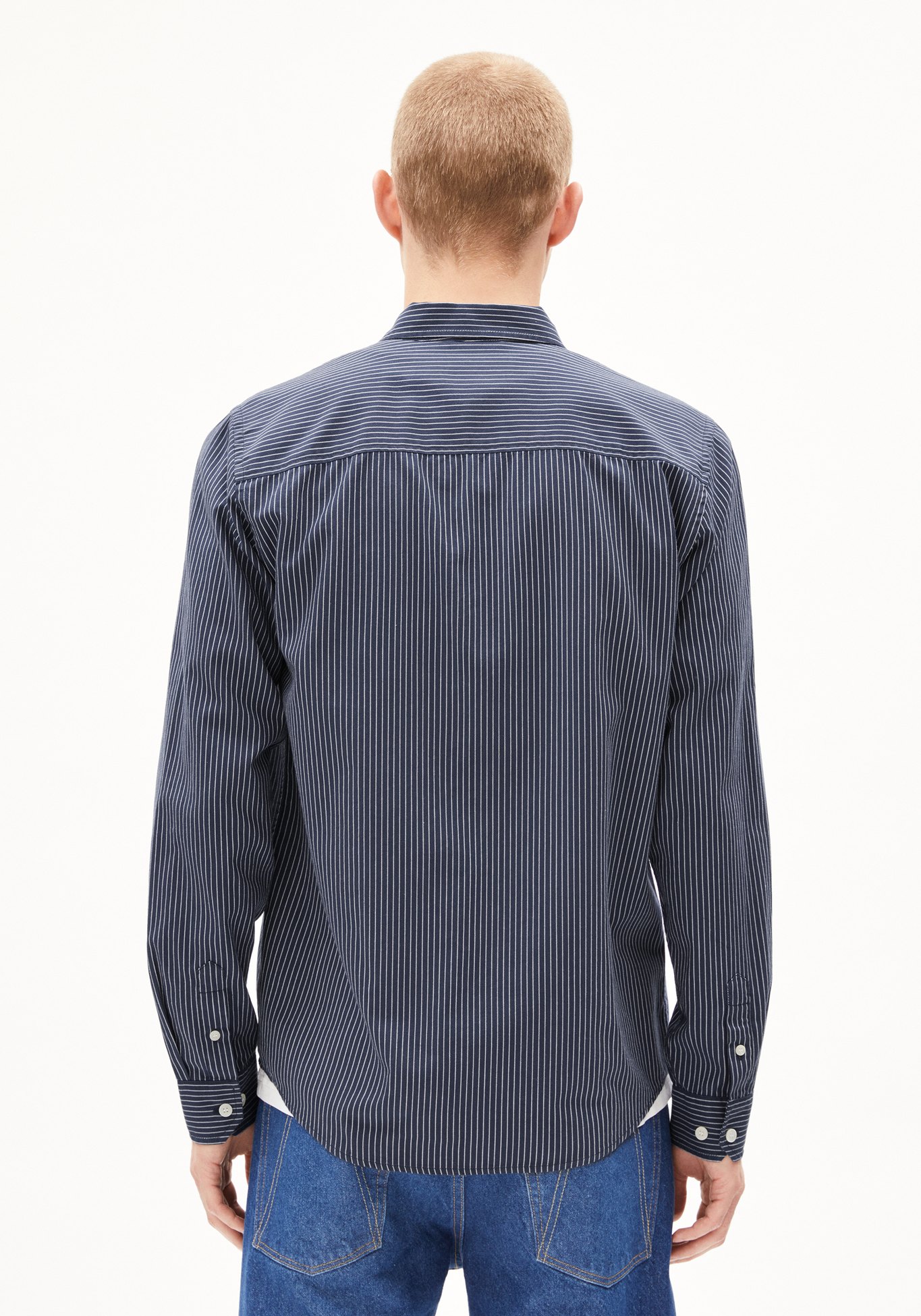 Armedangels Hemd Quaasa Stripes Night Sky-White