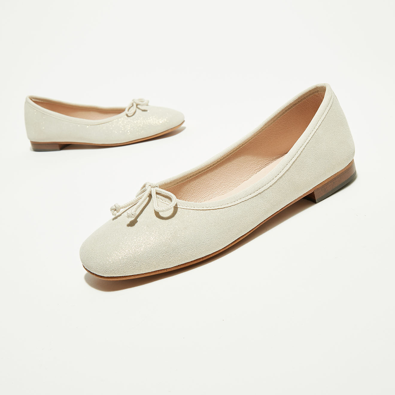 Quartier Latin Ballerines en Cuir verni pailleté Irene beiges