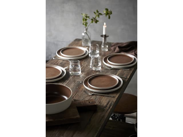 Studio Round Middagstallerken Matte white/Matte bark