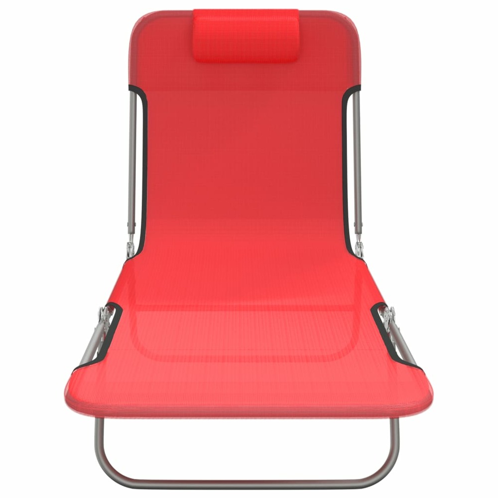 Chaises longues pliables 2 pcs rouge textilène et acier