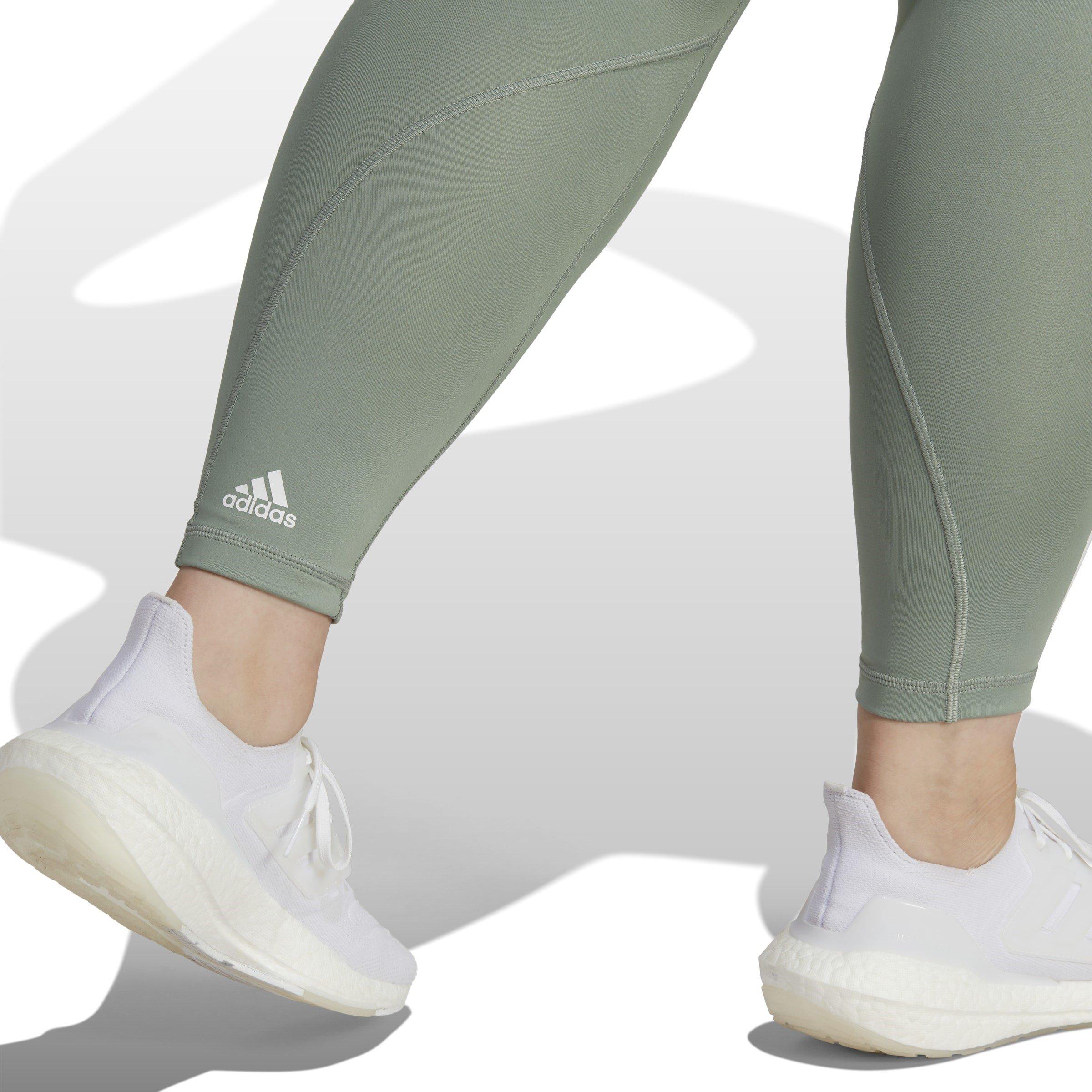 adidas Optime TrainIcons 3 Stripes 7 8 Leggings (Plus Size) Womens