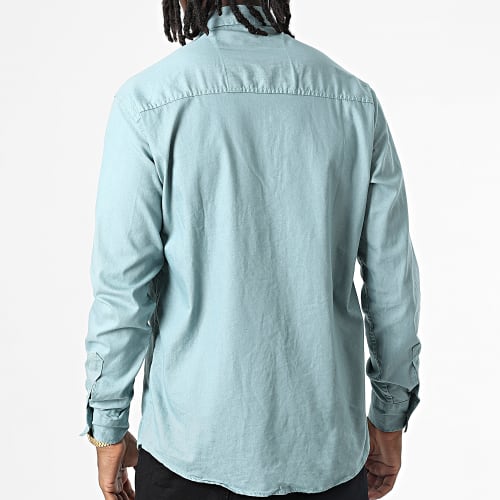 Chemise Manches Longues W-323 Bleu Vert Clair
