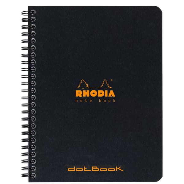 Spiralblock Svart A5+ Prickat Rhodia