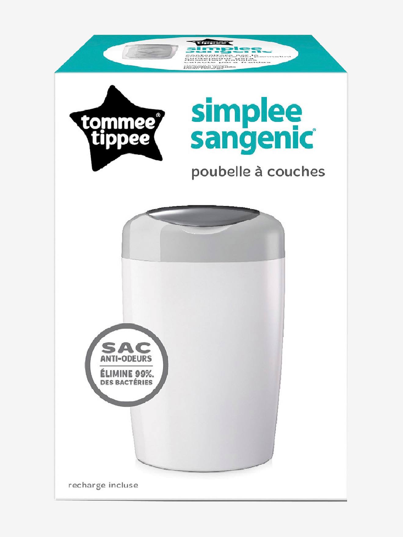 Lixeira para fraldas Simplee Tommee Tippee SANGENIC cinza claro liso