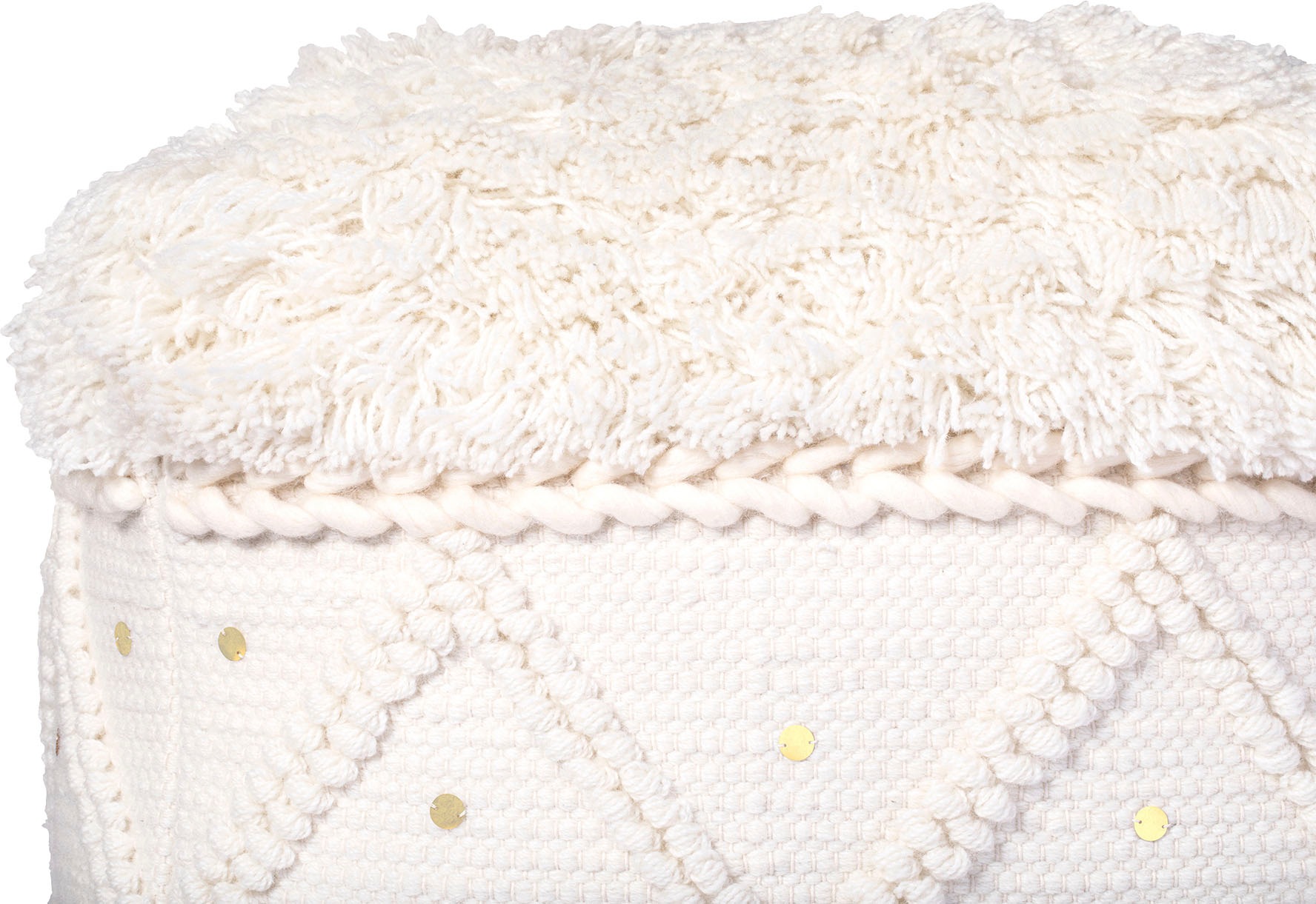 Kayoom Pouf »Bohist 525 50cm x 50cm,   Strukturen mit Fransen und Quasten« 1 Stk. tlg. handgefertigt, Unikat, sehr gut kombinierbar, vielfältig im Einsatz