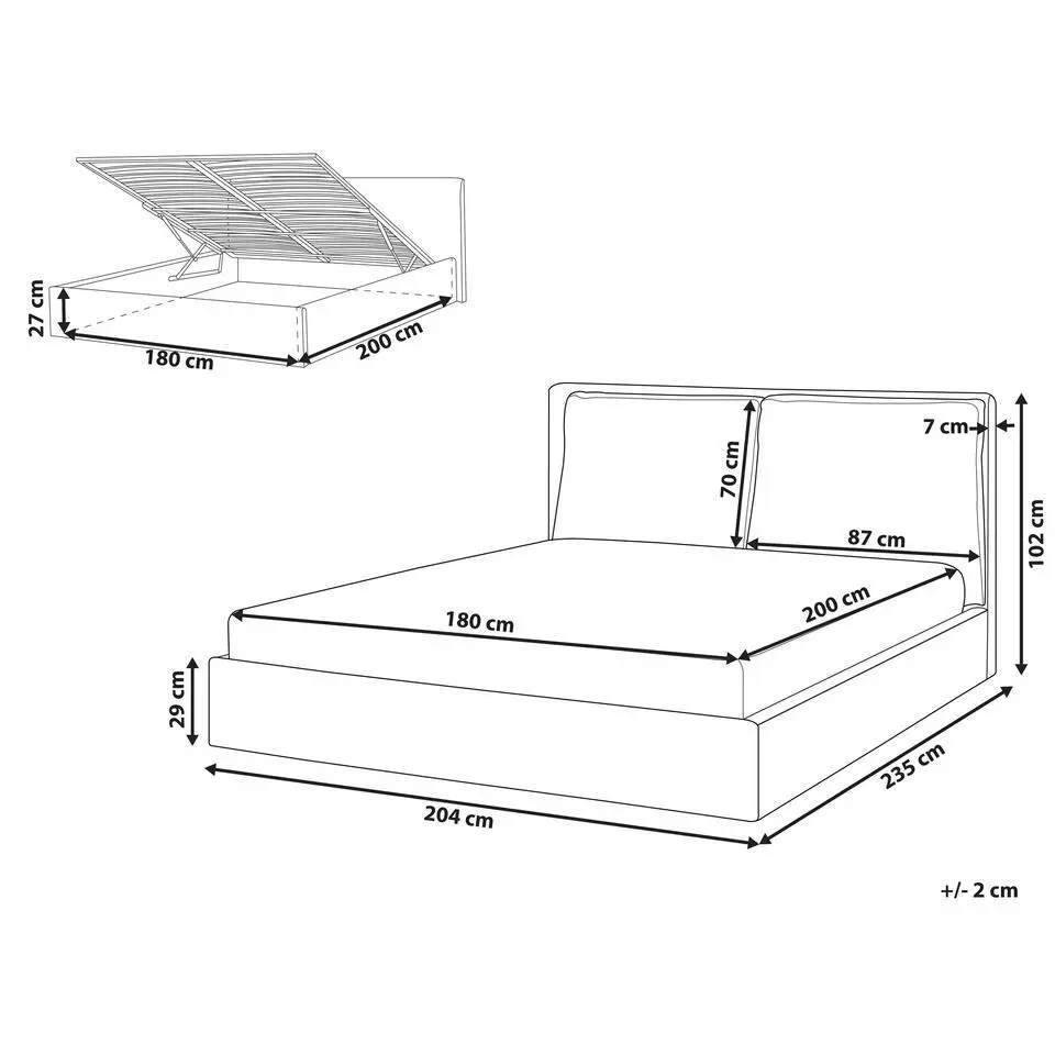 BAJONNA - Bed met opbergruimte - Lichtbeige - 180 x 200 cm - Polyester