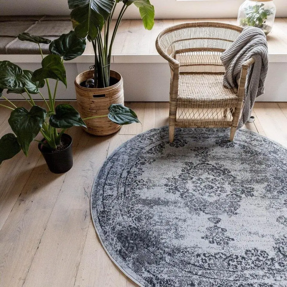 EVA Interior rond vintage Vloerkleed Bloom Grijs - 235 x 235 cm