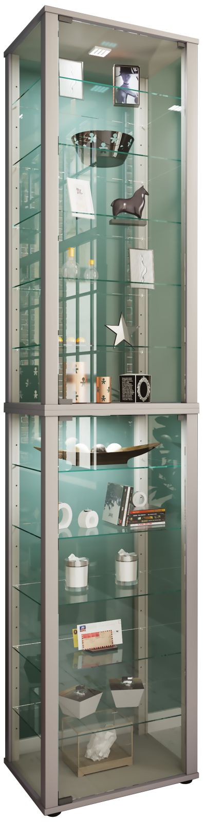 Vitrine KAVISA XXL - silber - 227 cm hoch