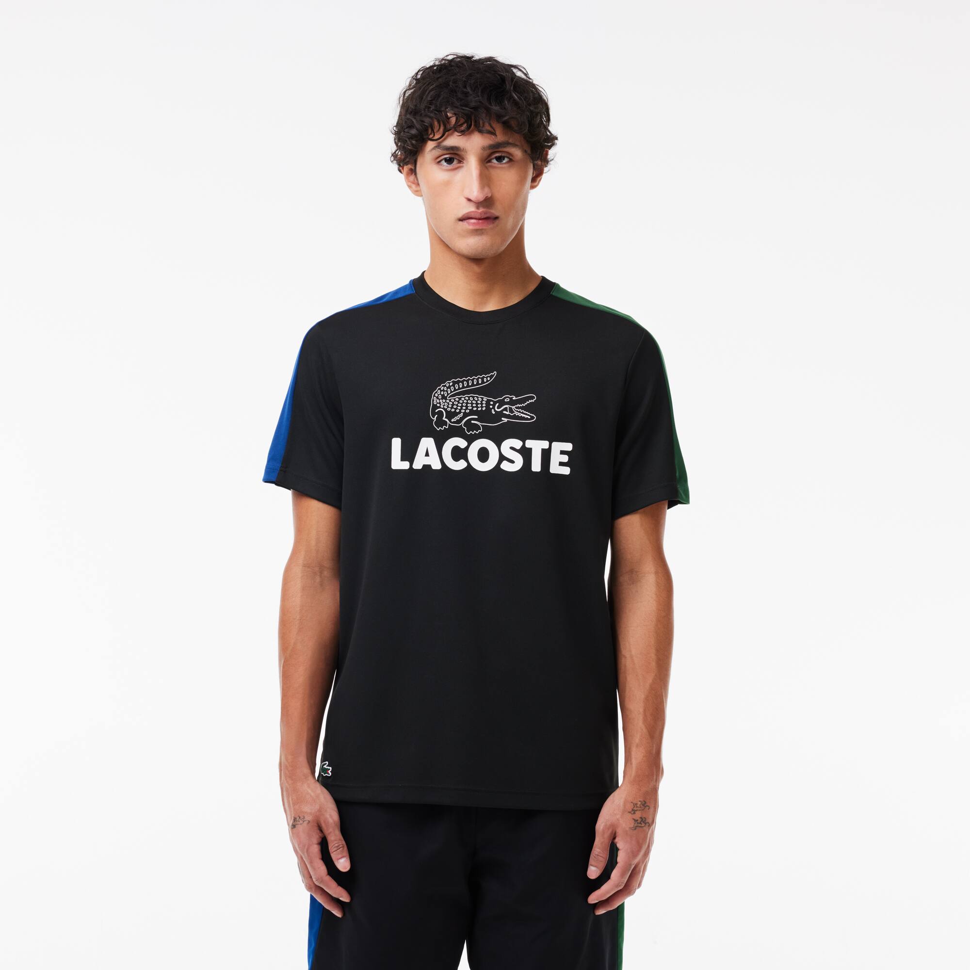Ultra-Dry Tennis-T-Shirt mit Colour-Block und Aufdruck T-Shirts - Schwarz - Lacoste - Herren