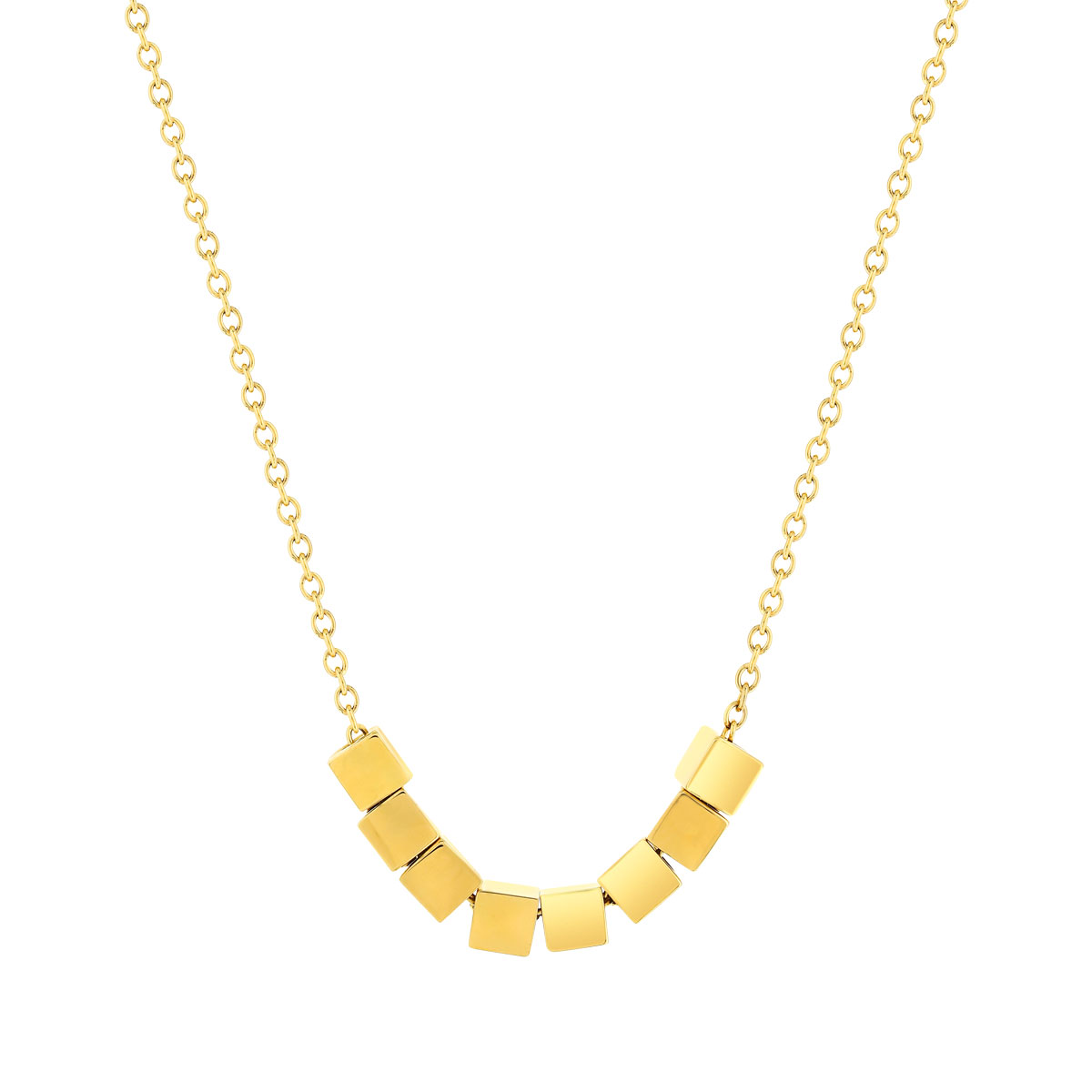 Collier acier doré jaune cube 47 cm