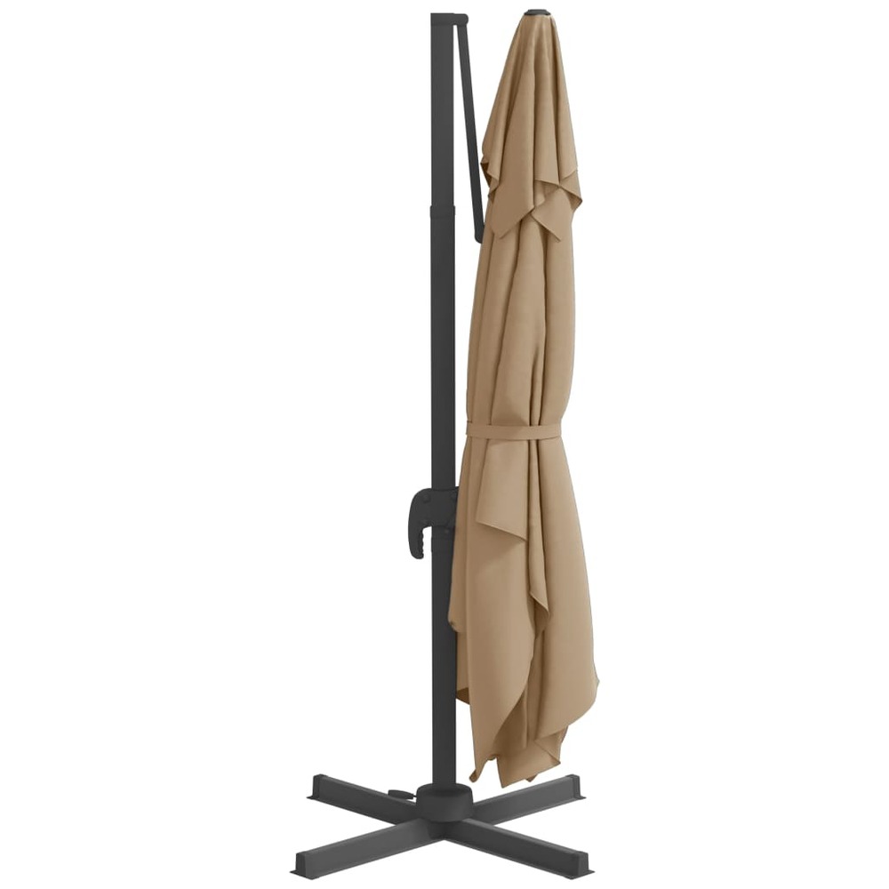 Parasol meuble de jardin déporté avec mât en aluminium 400 x 300 cm taupe