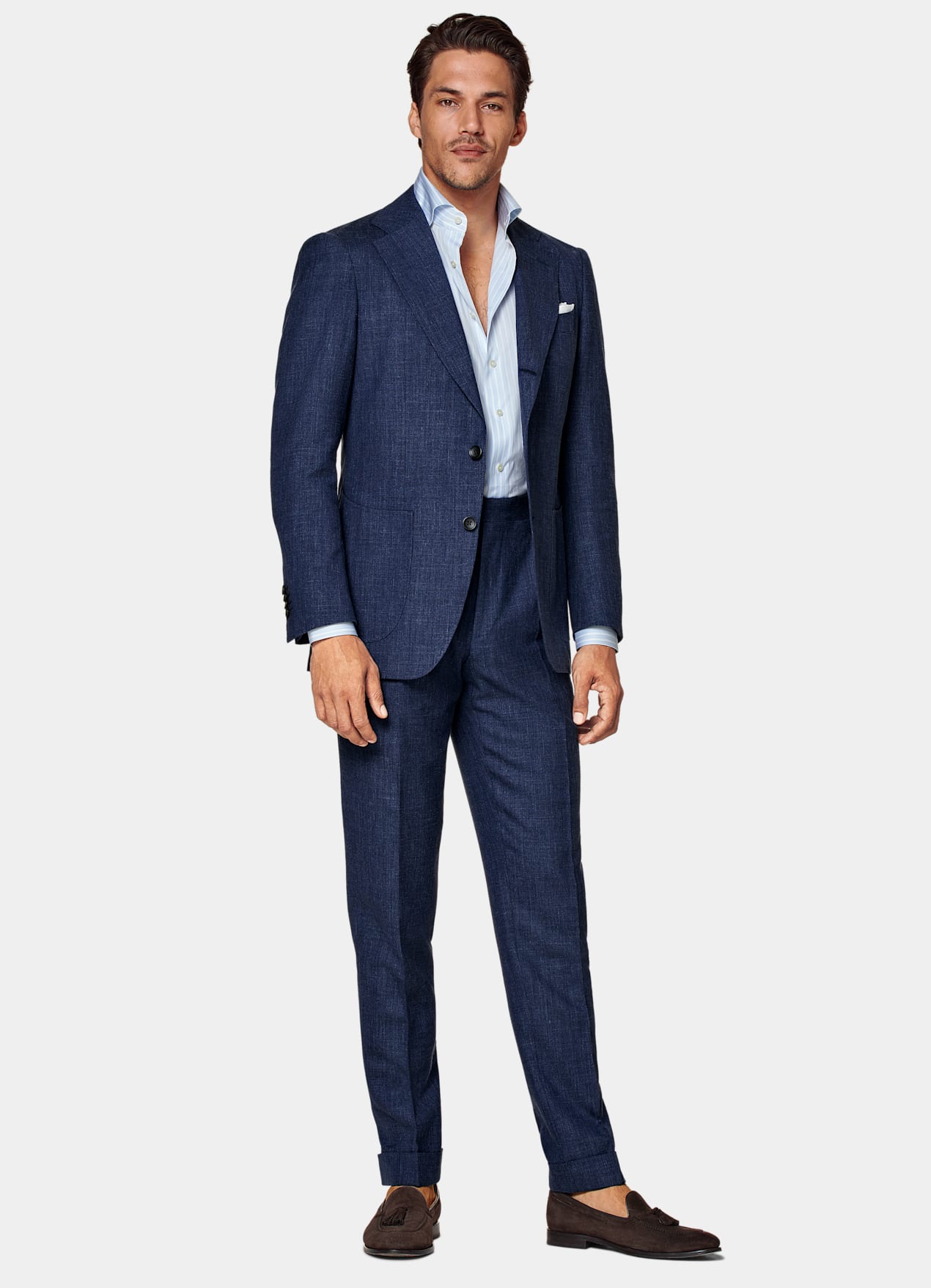 Costume Havana coupe Tailored bleu moyen