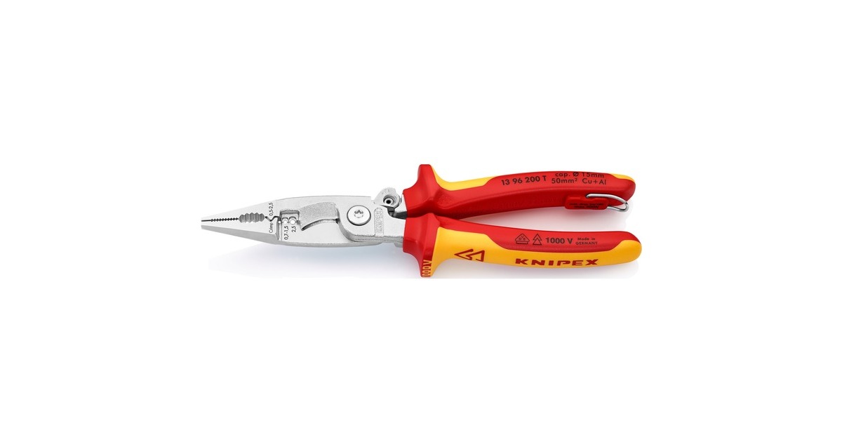 KNIPEXElektro installatietang 13 96 200 T  (Rood/geel)