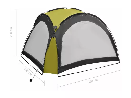 Tente de réception avec LED et 4 parois 3,6x3,6x2,3 m Vert