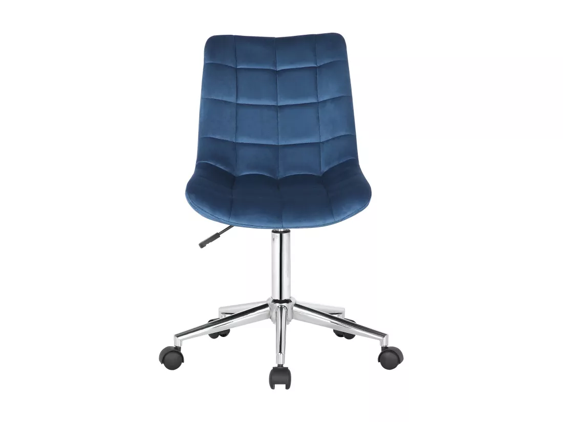 Chaise de bureau - Velours & Métal chromé - Bleu - Medford