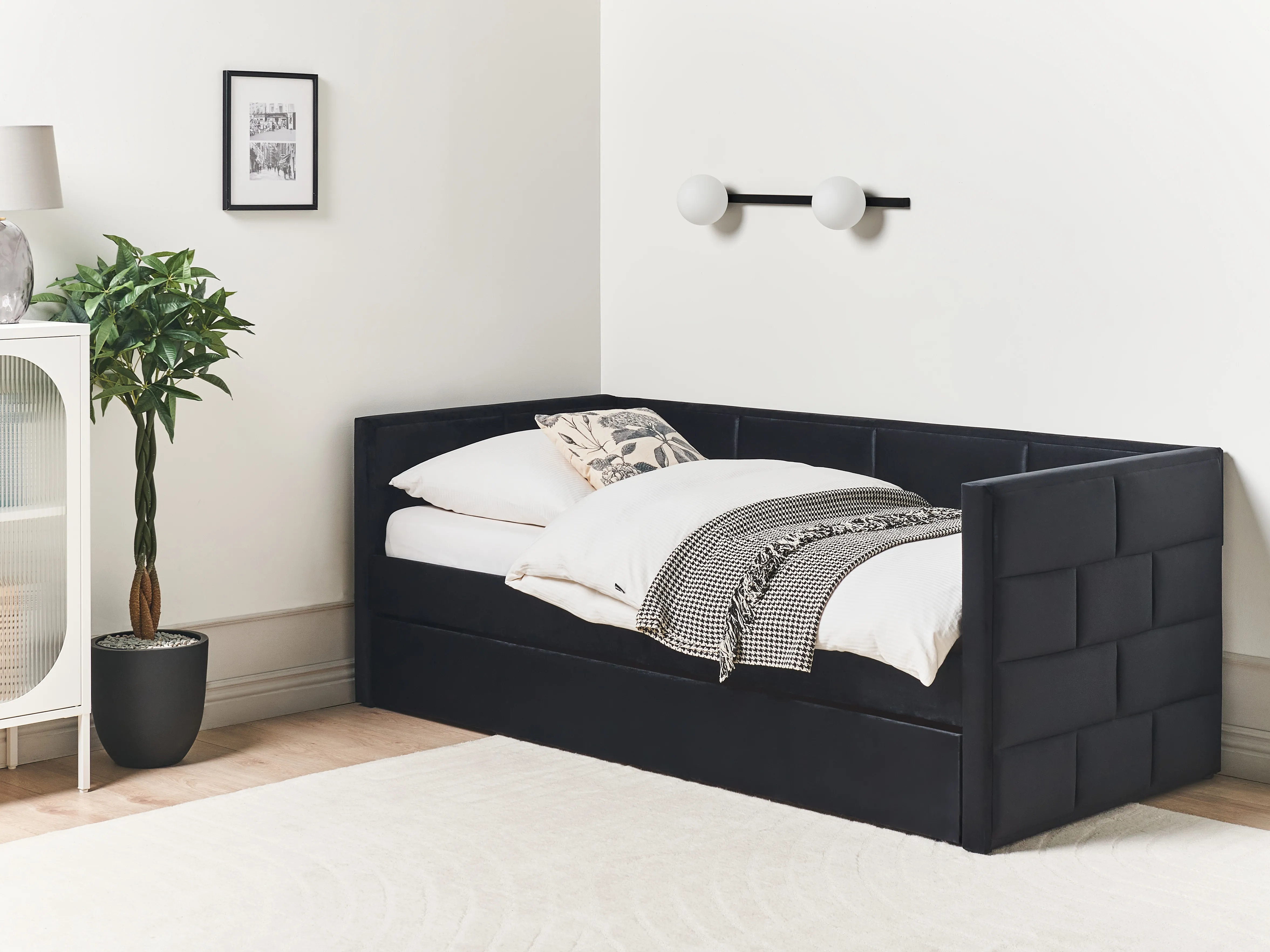 Onderschuifbed Fluweel CHAVONNE 90 x 200 cm Zwart