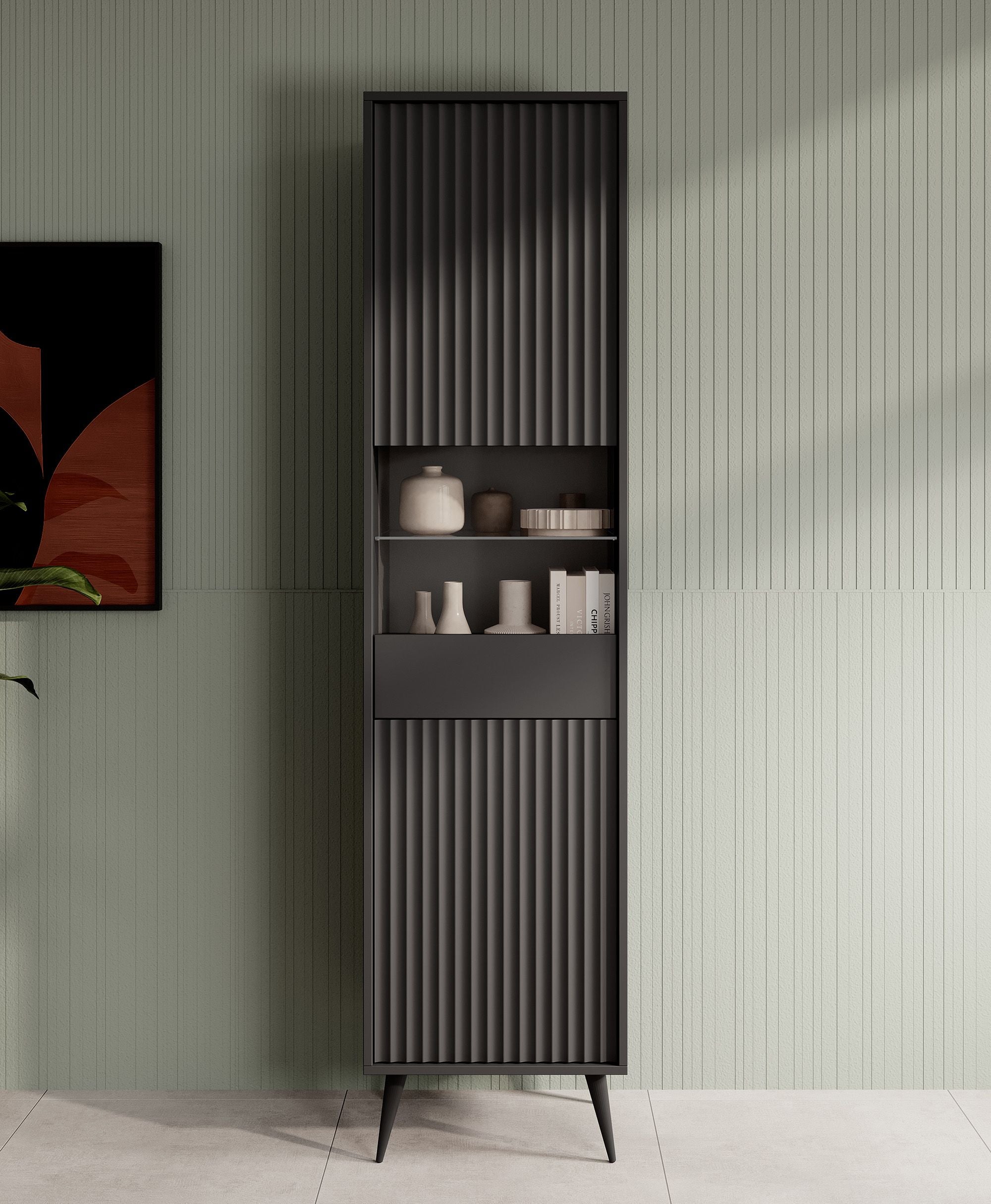 Winq - Vitrinekast - Antraciet - 47x40x193 cm