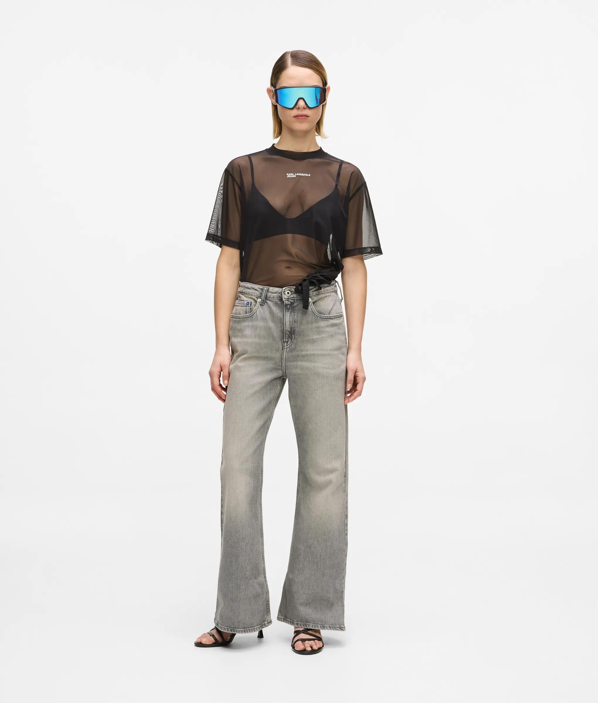 Hoge grijze flare jeans