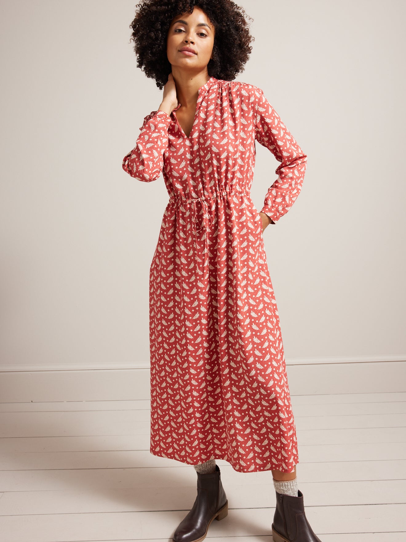 Robe mi-longue femme viscose dobby imprimé Rebecca