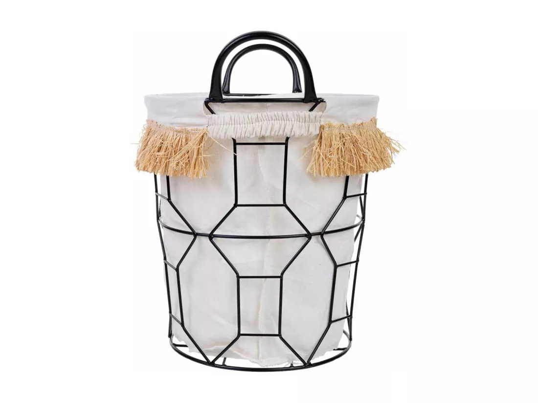 Panier de rangement en métal et tissu D26x28/35