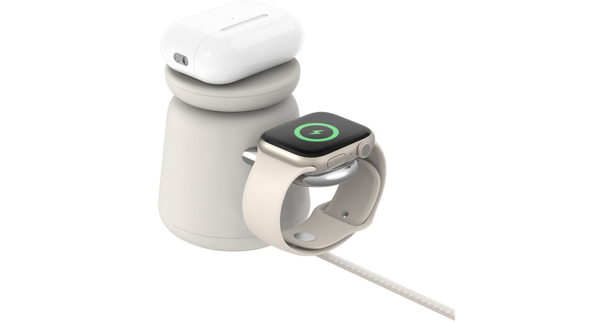 BelkinBoostCharge Pro 2-in-1 draadloos laadstation met MagSafe (15 W)  (Beige)