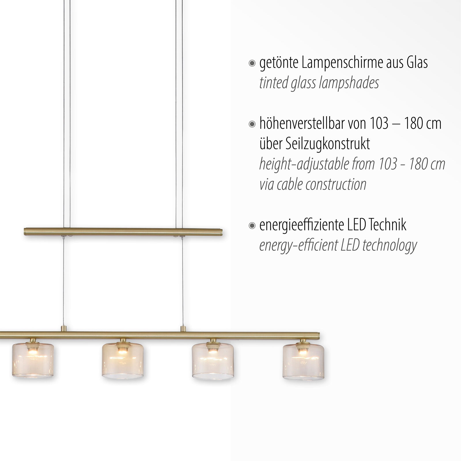 Paul Neuhaus LED Pendelleuchte HYDRA 5-flg mattmessing