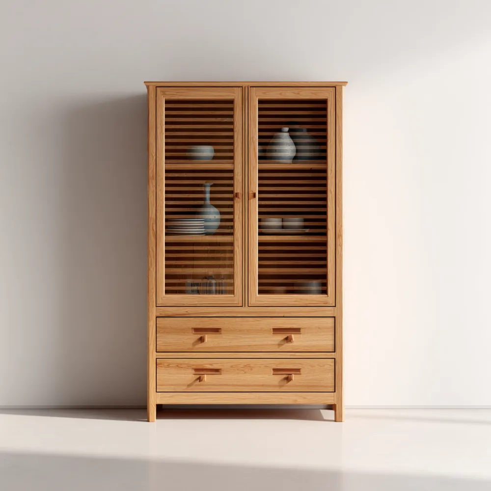 Moderne Vitrine aus Holz 180x80x40 cm – Naturfarbe