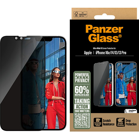 PanzerGlass skærmbeskyttelse iPhone 16e, 14, 13 og 13 Pro