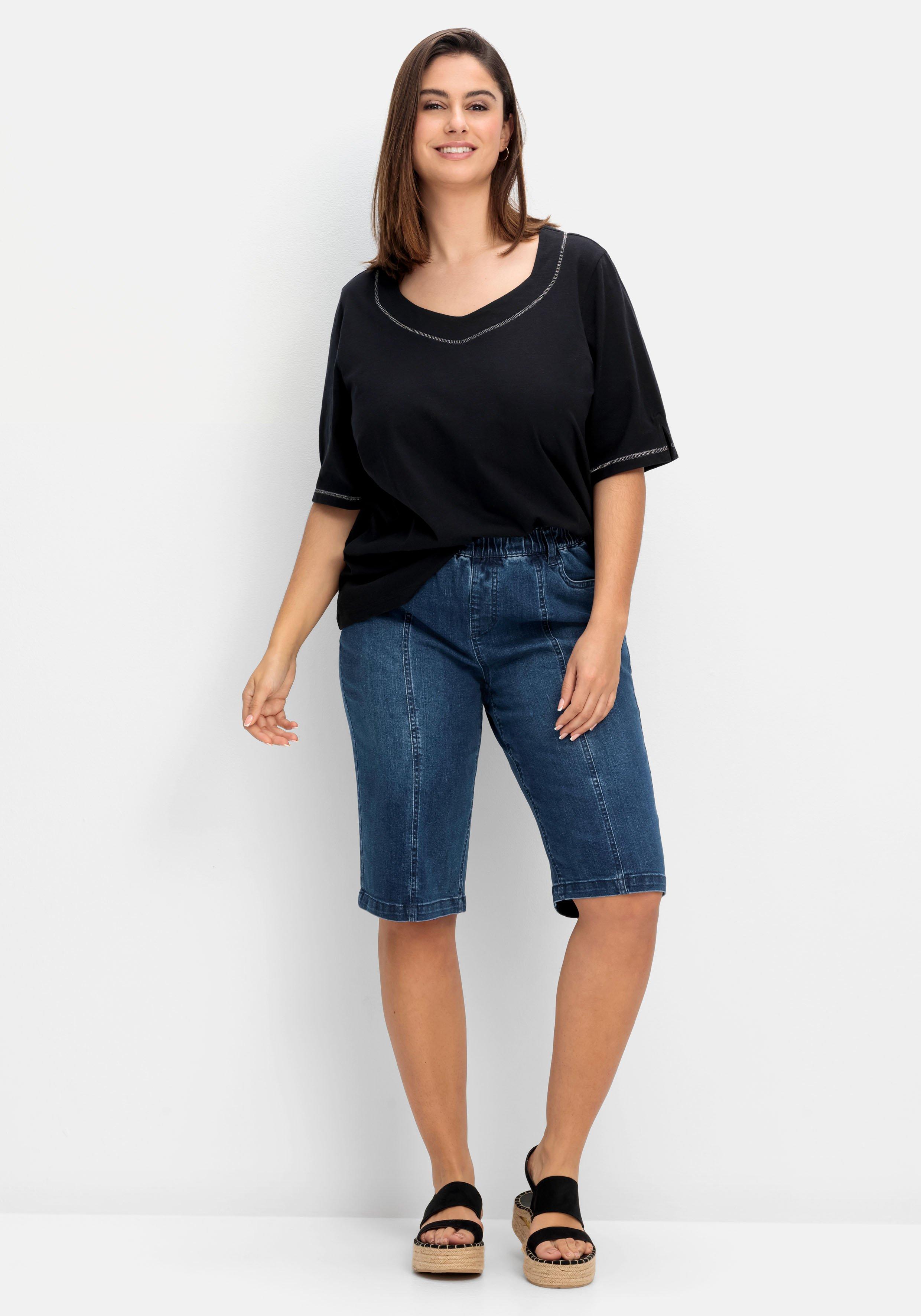Shirt mit Effekt-Ziernähten, aus Flammgarn