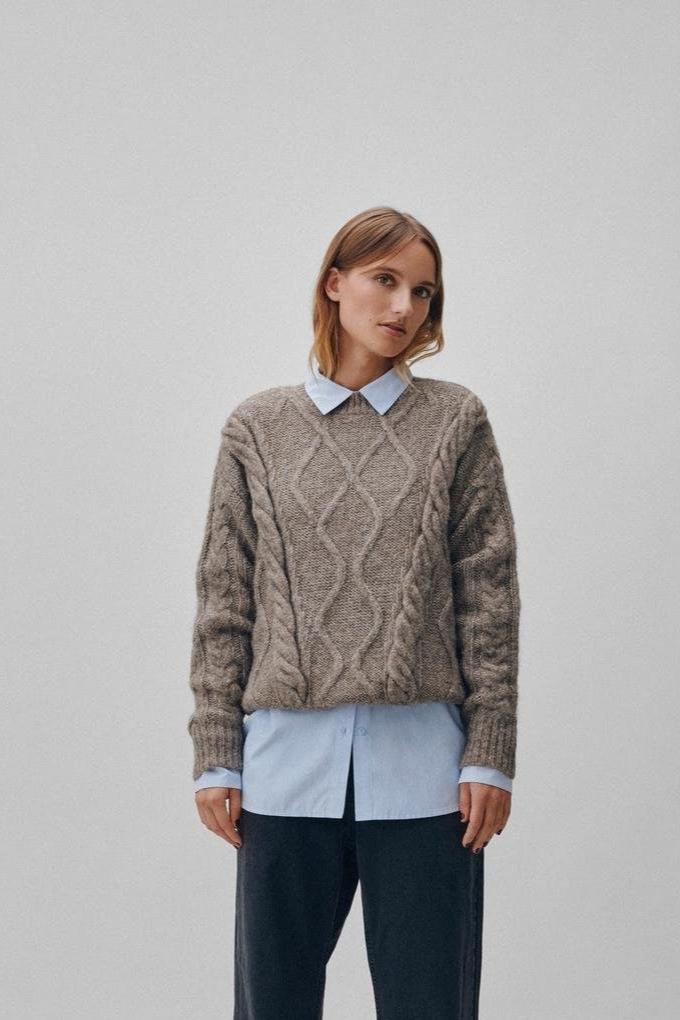 Vila  Vitoya O-Neck L/S Cable strik - brun