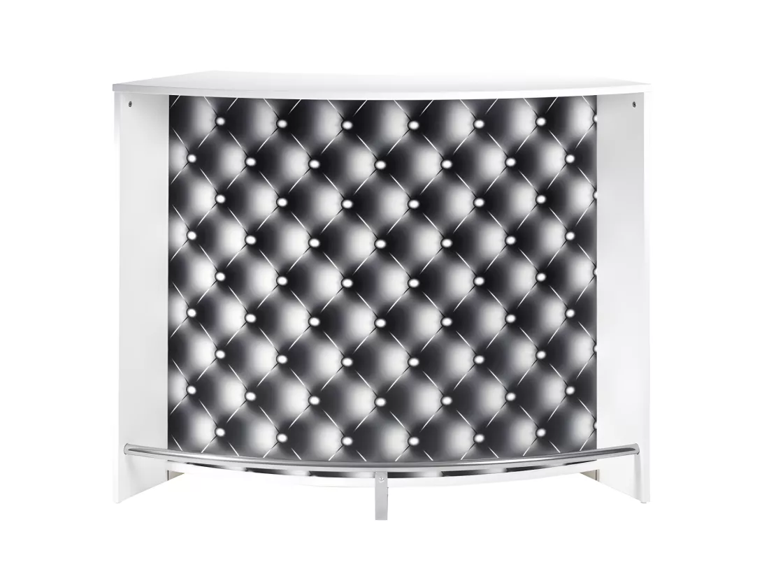 Comptoir Bar 2 Portes Blanc Serrure 4 Niches L 134,5 H 104,8 P 55,3 cm - Coloris: Capitons 911