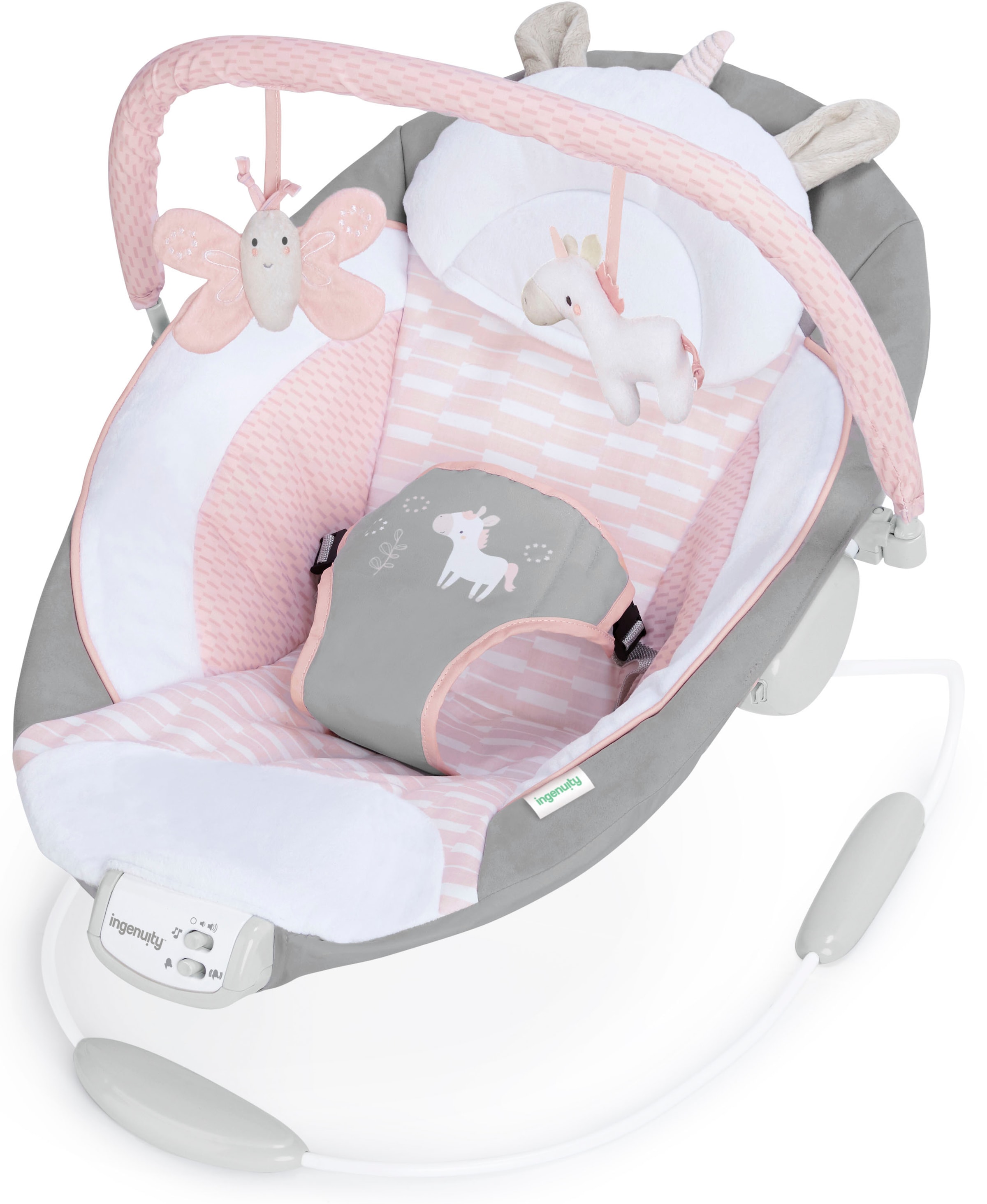ingenuity Babywippe »Soothing Bouncer, Flora the Unicorn« bis 9 kg mit Vibration und Melodien