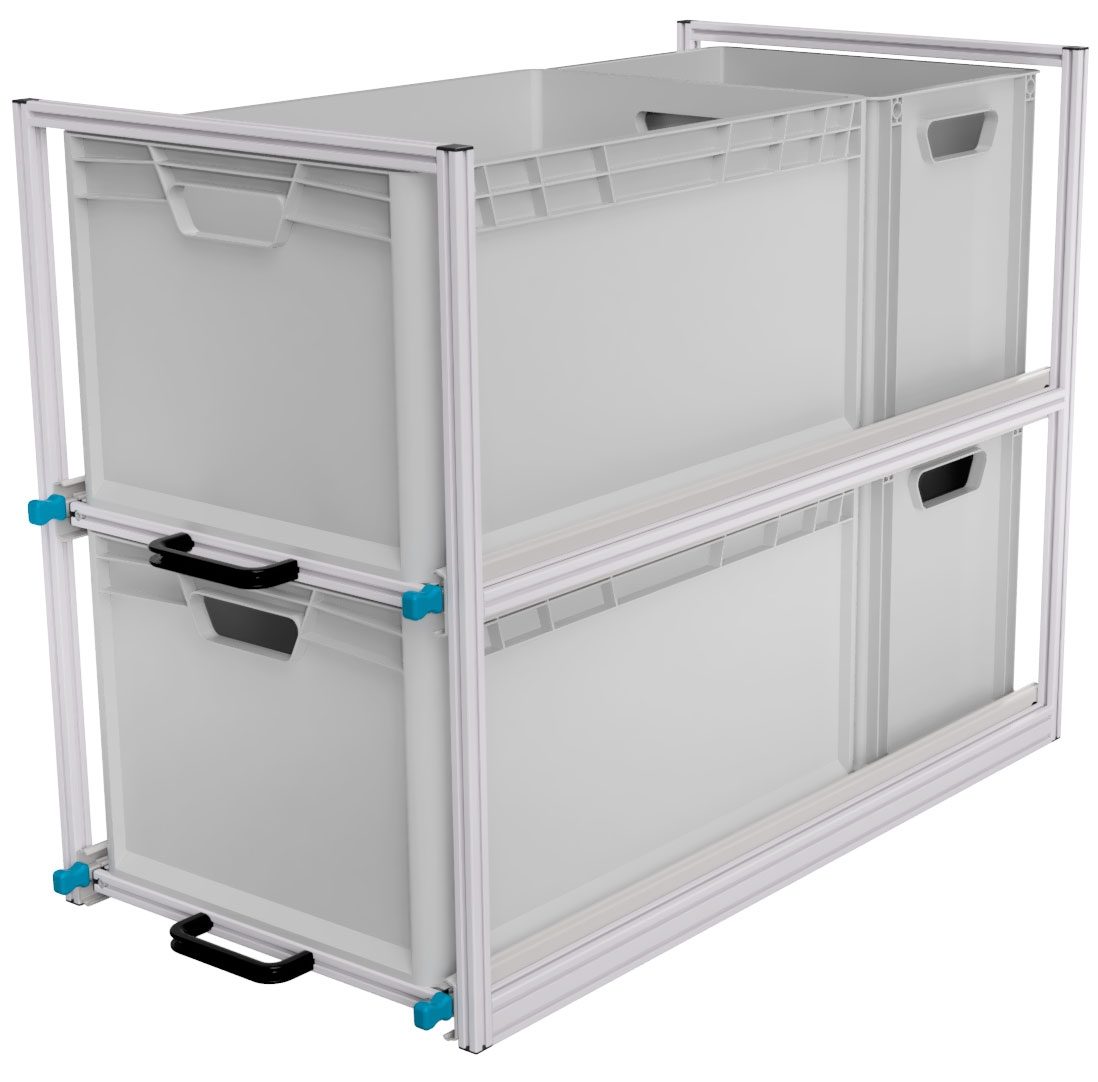 SYS-Rack Kastenwagen Heckauszug Regal-System 94 x 49 x 70 cm