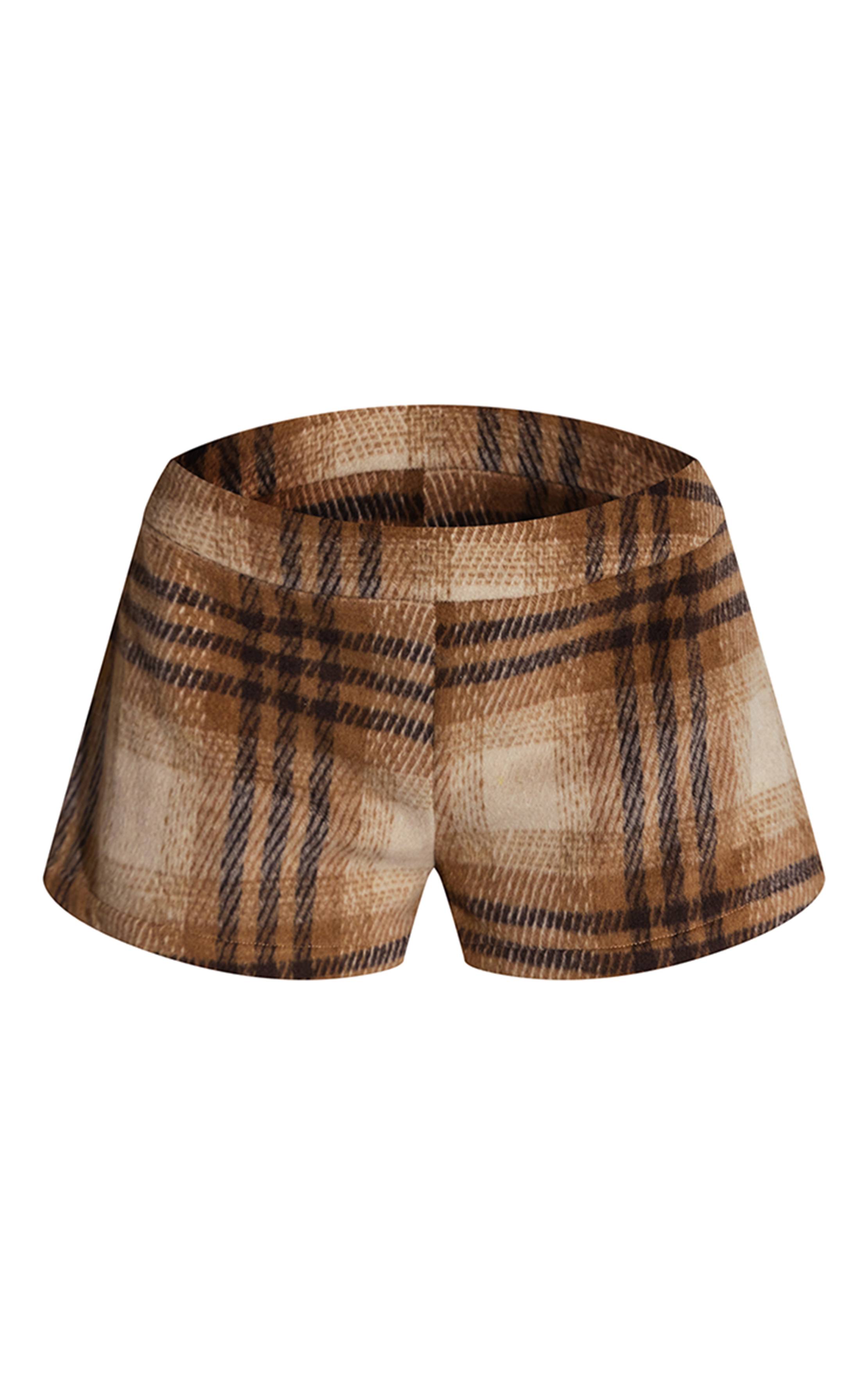 Brown Tartan Short Tailleur Mini À Chevrons