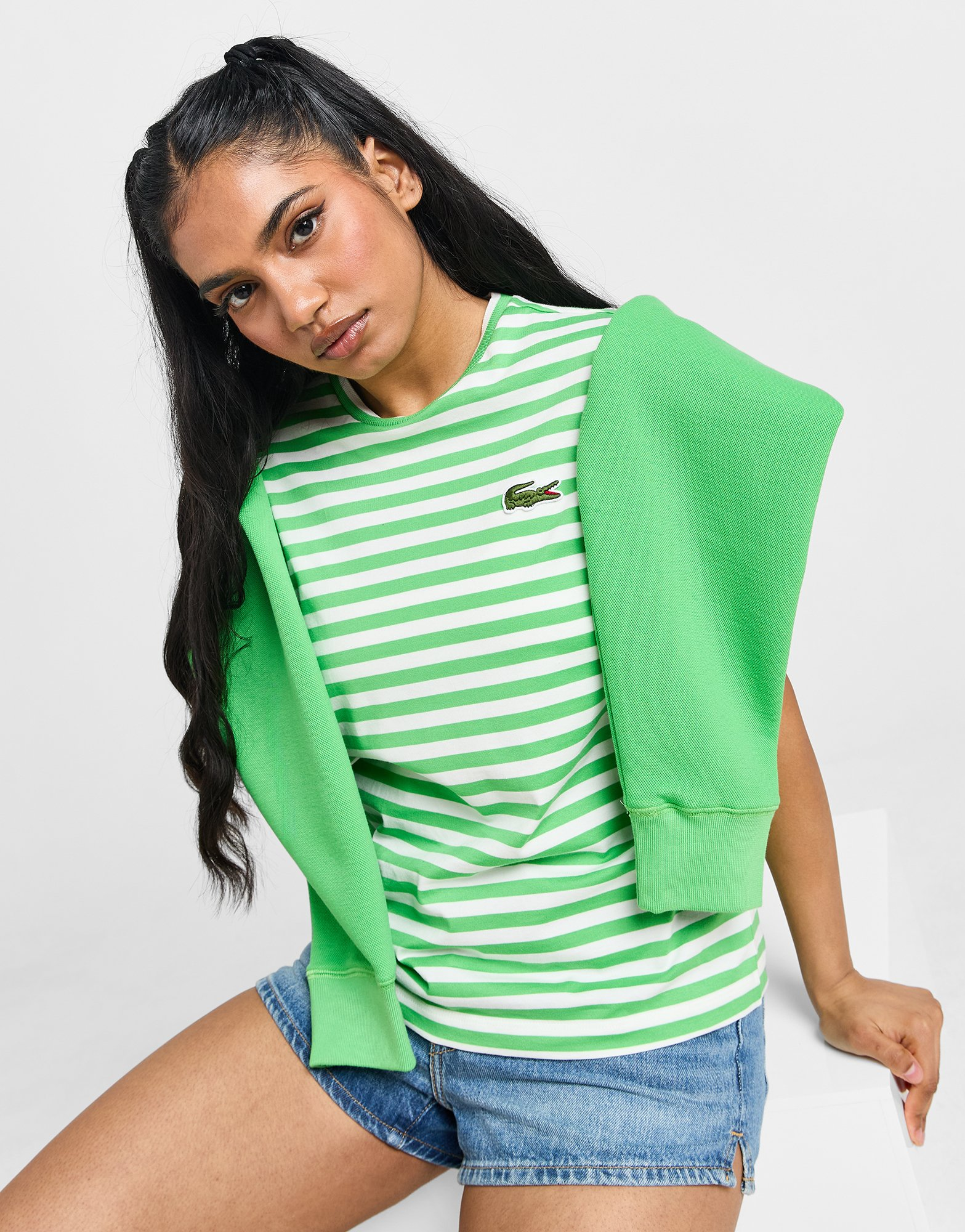 Lacoste T-shirt Stripe Logo Femme