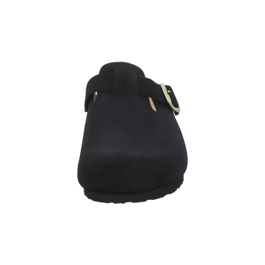 Clogs Damen Leder schwarz Velour