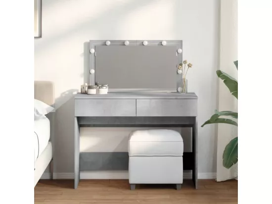 Coiffeuse avec LED gris béton 100x40x120 cm