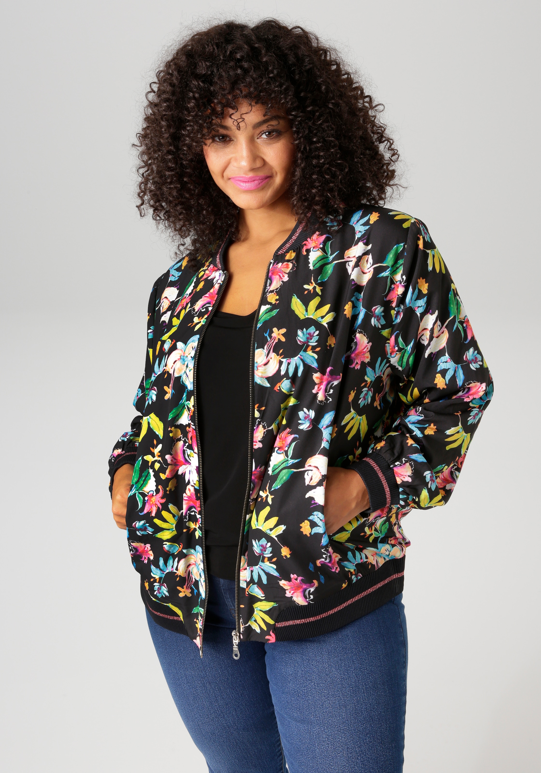 Aniston PLUS Blouson Mit Blumendruck