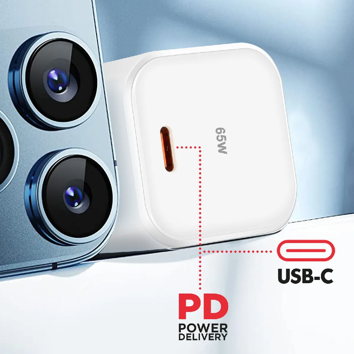 Swissten Chargeur USB C GaN 65W - Blanc