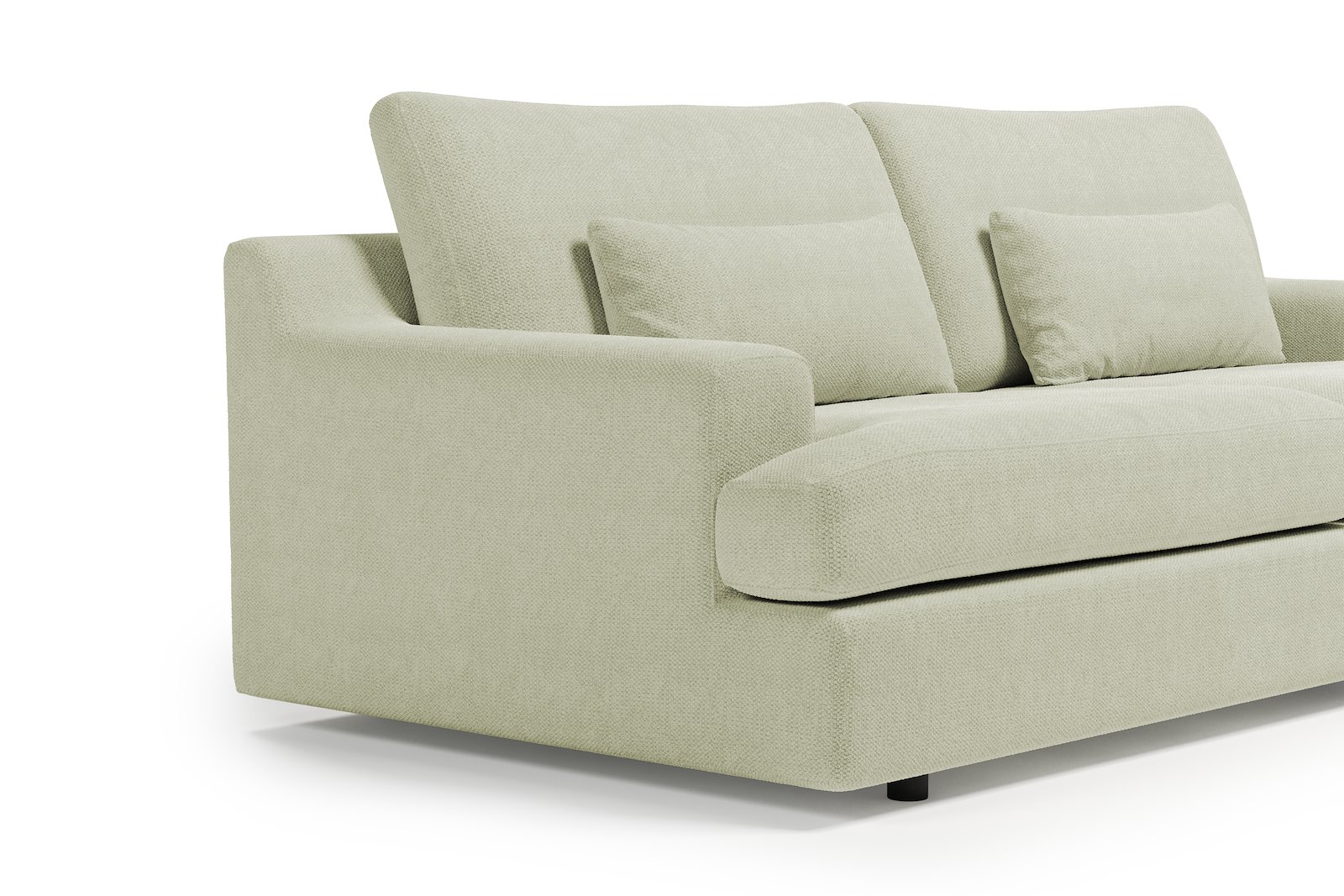 Roma 3-seter XL Tekstil Mito 01 Antique White med sorte ben