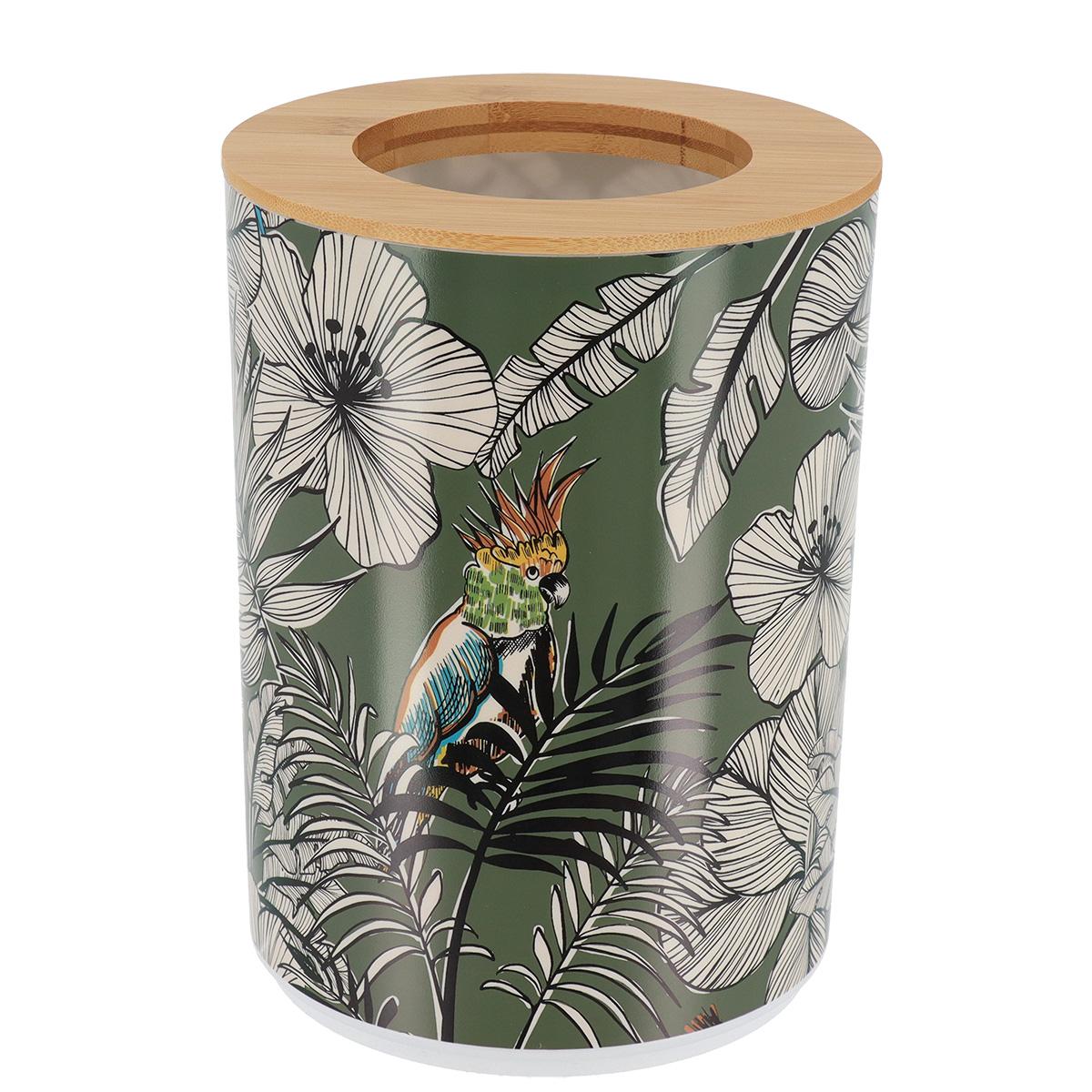 POUBELLE IMPRIMEE COUVERCLE BAMBOU 5L JUNGLE FEVER KAKI