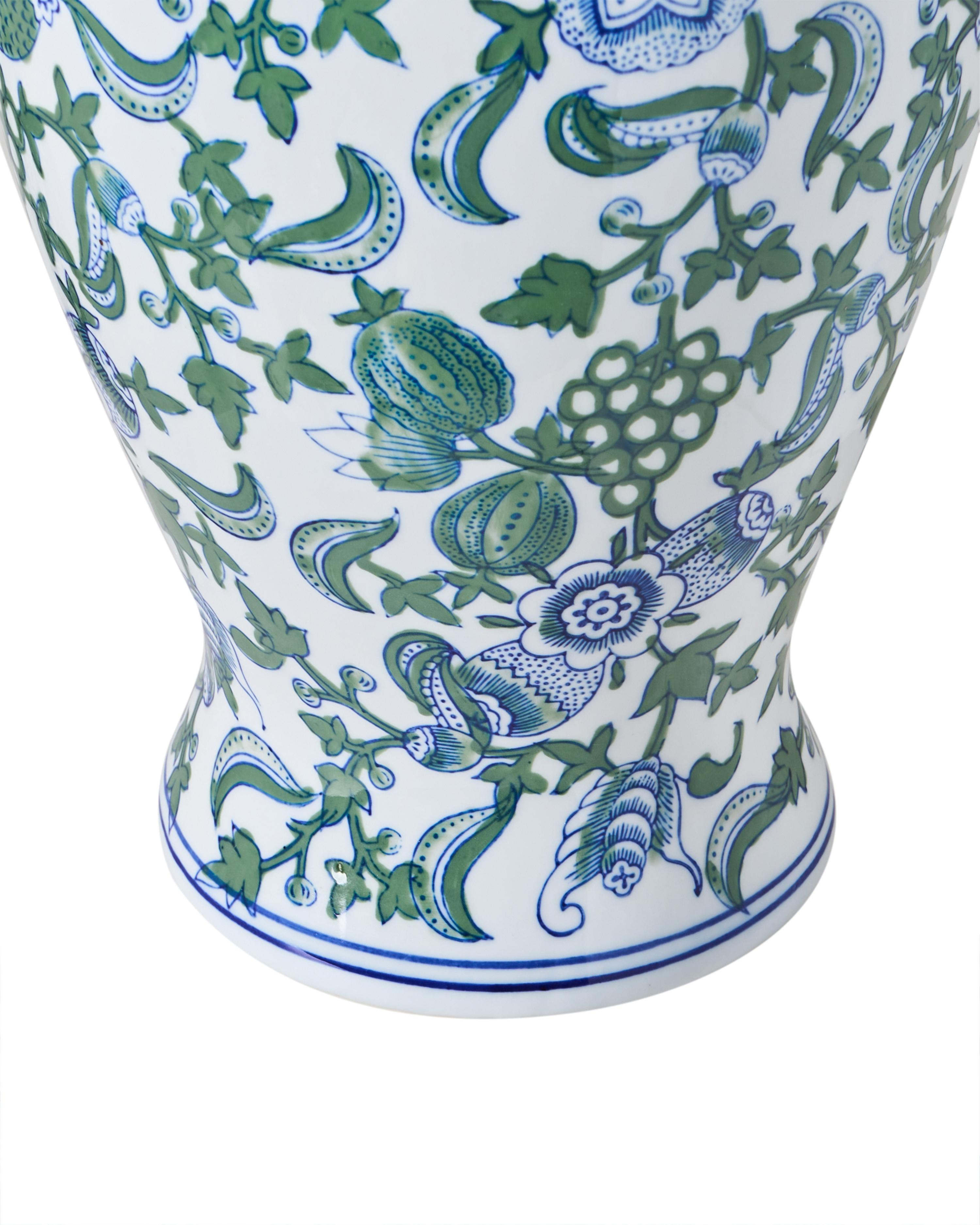 Bloemenvaas SEGOWIA Porselein 47 cm Wit/blauw