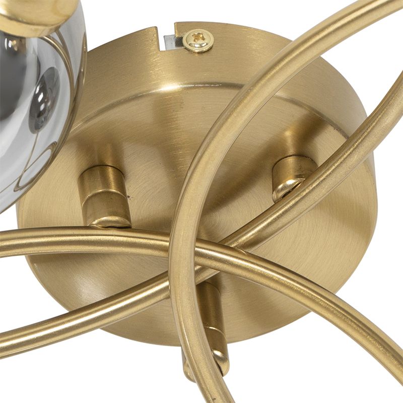 Moderne plafondlamp goud 6-lichts met smoke glas - Athens