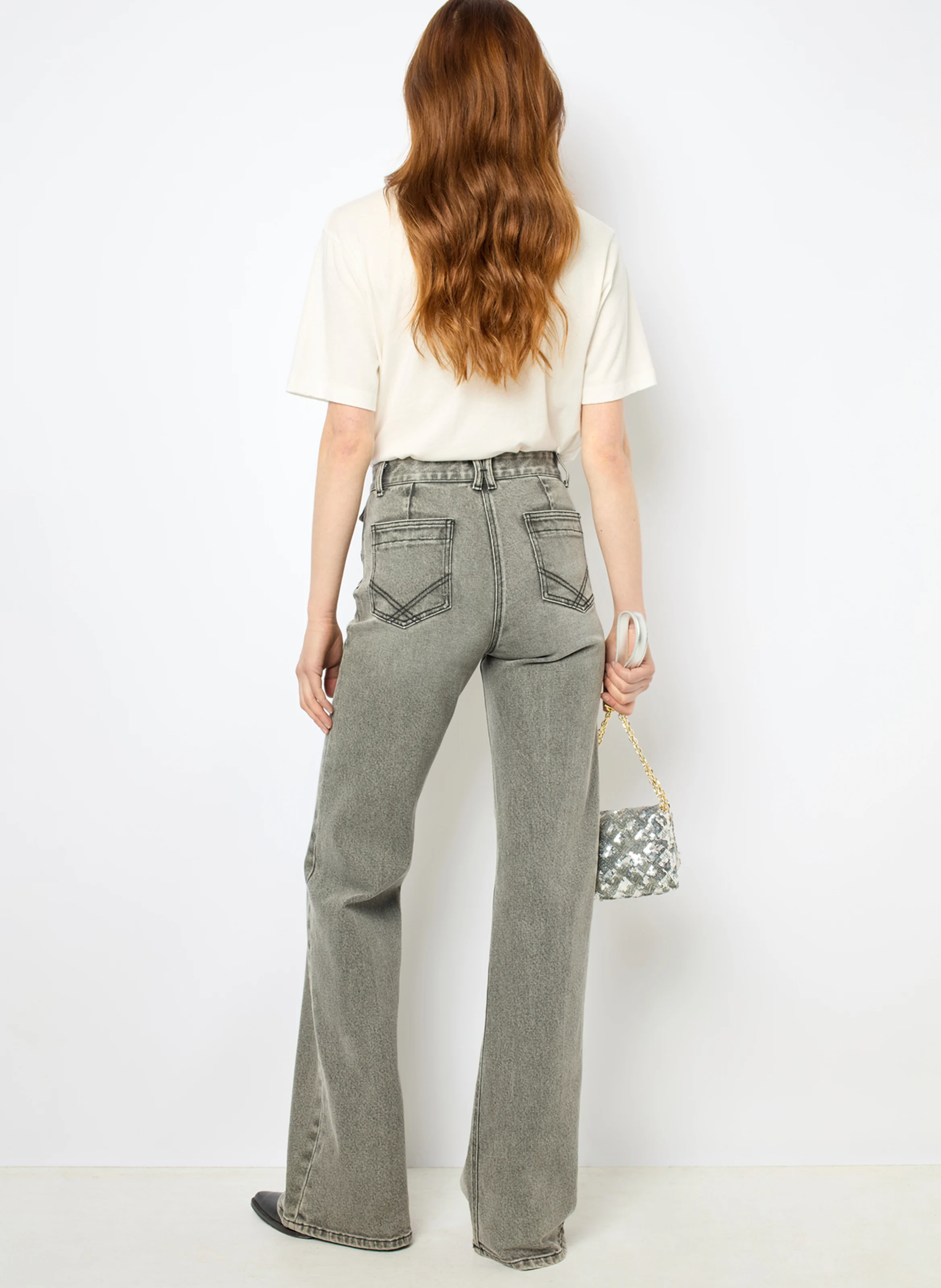 AZEL - Tee-shirt col rond droit en coton | Blanc