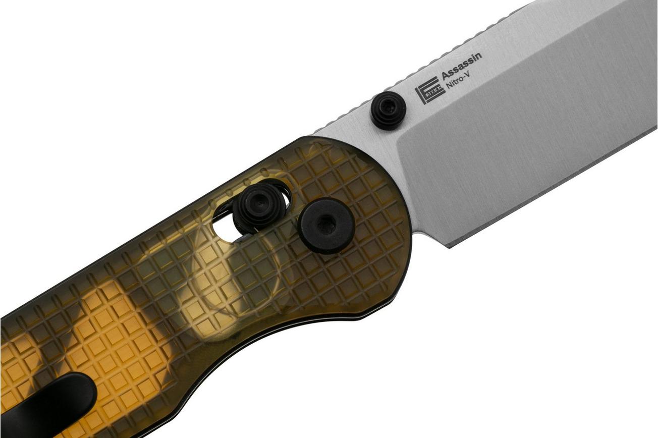 Kizer Vanguard Assassin V3549A1 Satin Nitro-V, Yellow Ultem, zakmes, Azo design
