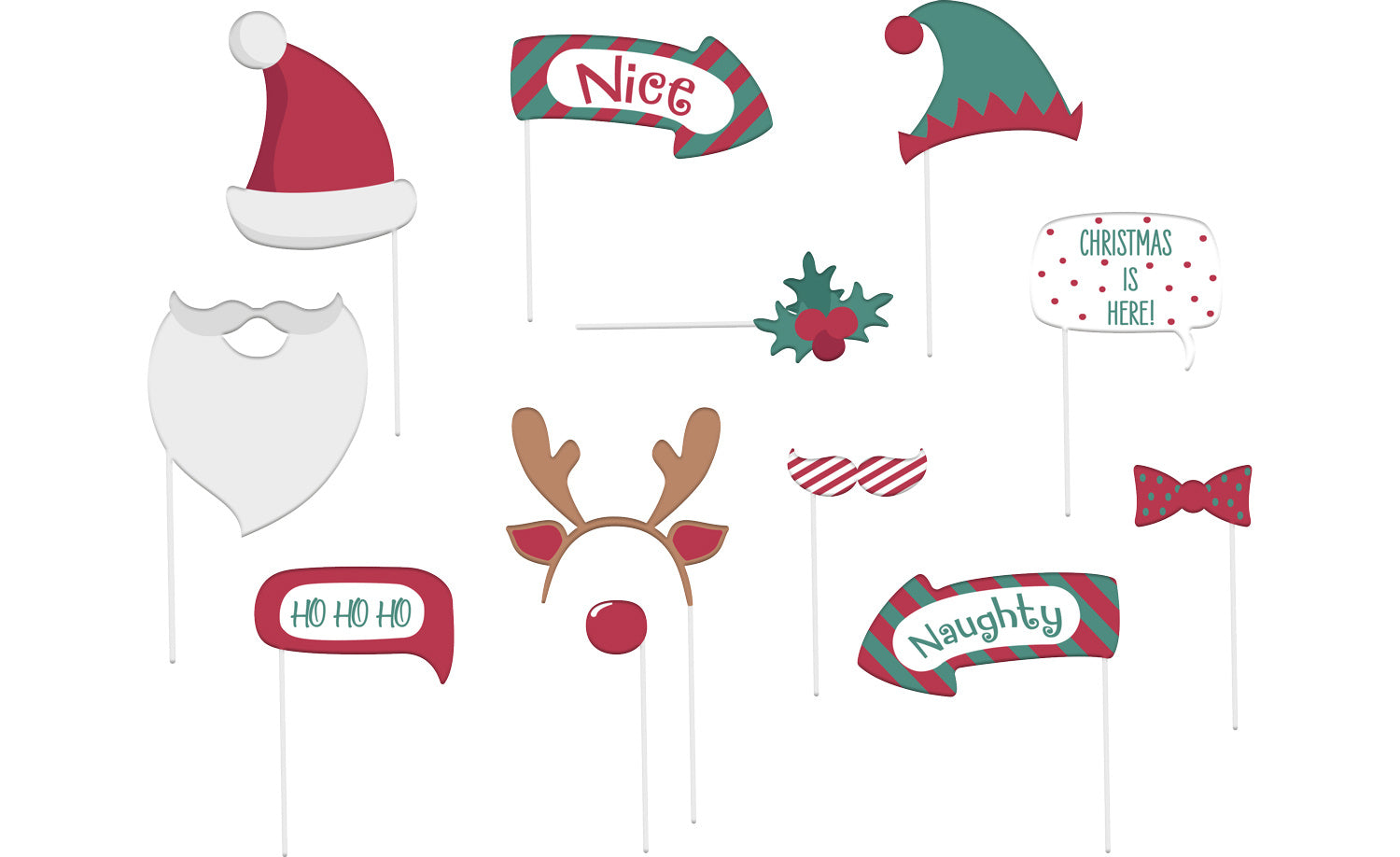 Kerst Photobooth Props 12st