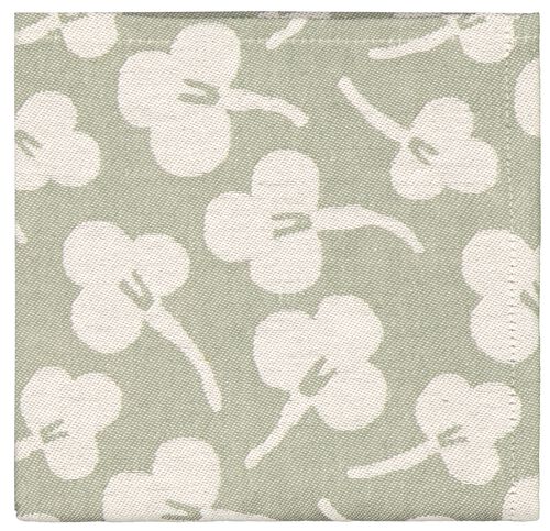 torchon 65x65 coton gris-vert violettes