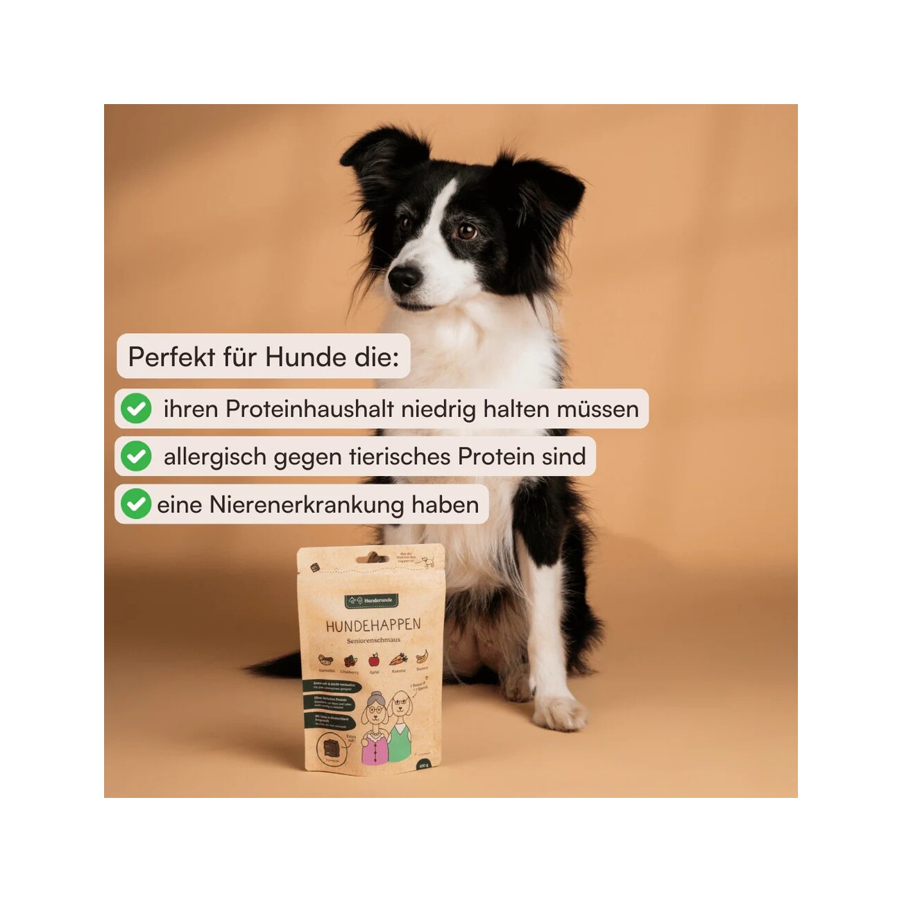 Hunderunde Hundehappen Seniorenschmaus 9x100g I Weiche, pflanzliche Snacks für Hunde jeden Alters – extra soft, leicht verdaulich und einfach lecker