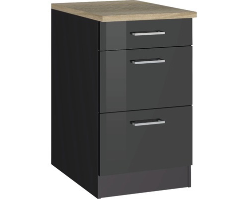 Held Furniture Milan uittrekbare onderkast BxDxH 50x60x85 cm grijs hoogglans gedemonteerd